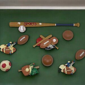 Burwood Vintage Sports Themed Wall Hanging Décor Kids Bedroom Baseball Football